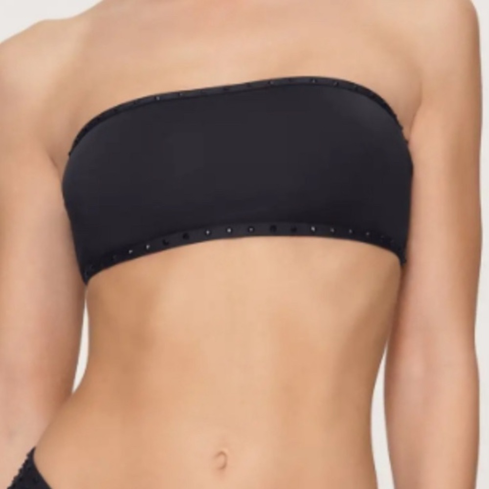 NWT skims rhinestone bandeau bikini top in onyx. Size small